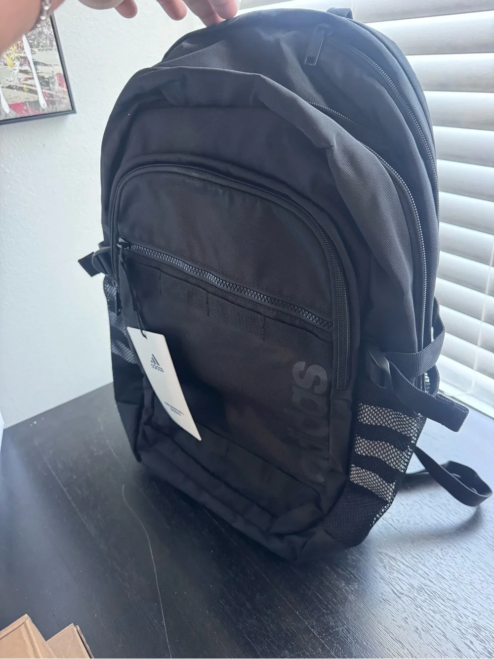 adidas Black Core Advantage 3 Backpack with Mesh Side Pockets